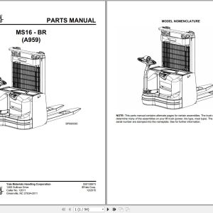 Yale Forklift MS16 BR A959 Parts Manual BP990080 2015 1