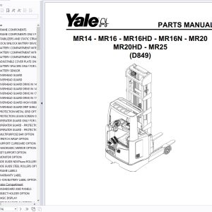Yale Lift Truck D849 MR14 MR25 Part Manual 550066256 1