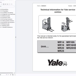 Yale Lift Truck D849 MR14 MR25 Service Manual 550066261 1