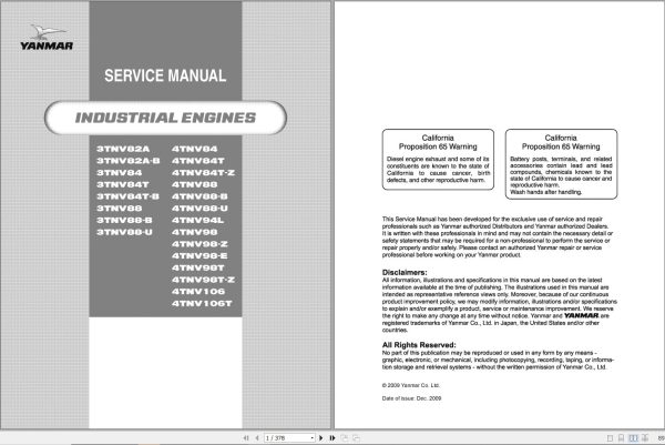 Yanmar Engine 3TNV 4TNV Service Manual 1