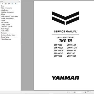 Yanmar Engine 3TNV88C to 4TNV98CT Service Manual OBTN4 EN0027 1