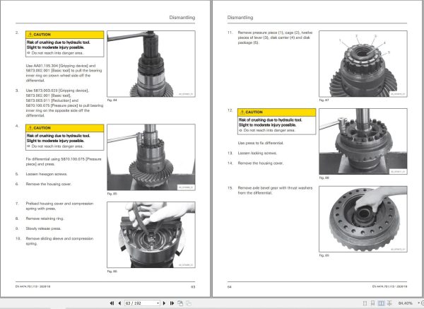 ZF Axle MT L 3085II MT L 3095II Repair Instructions Manual 5871.529.902 2