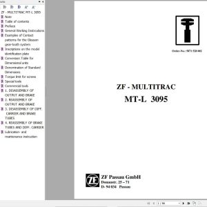 ZF Axle MT L 3095 Repair Instructions Manual 871528002 1