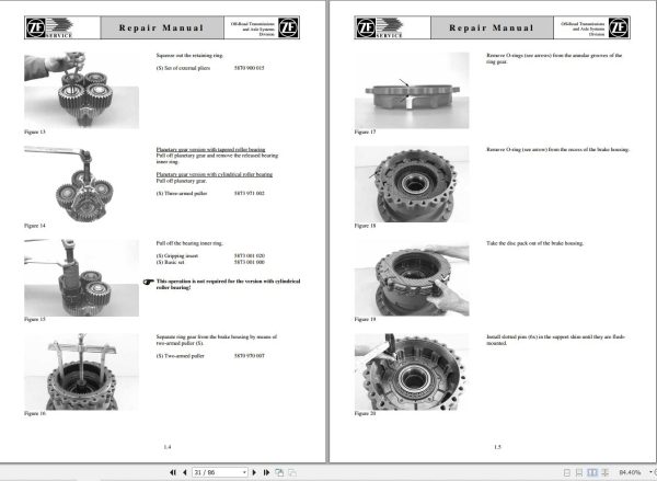 ZF Axle MT L 3095 Repair Instructions Manual 871528002 2
