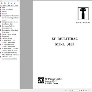 ZF Axle MT L 3105 Repair Manual 871528002 1
