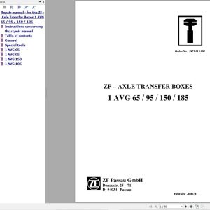 ZF Axle Transfer Boxes 1AVG65 1AVG95 1AVG150 1AVG185 Repair Manual 5871013002 1