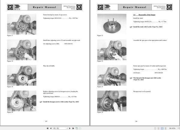 ZF Axle Transfer Boxes 1AVG65 1AVG95 1AVG150 1AVG185 Repair Manual 5871013002 2