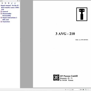 ZF Axle Transfer Cases 3AVG210 Repair Manual 5871020002E 1