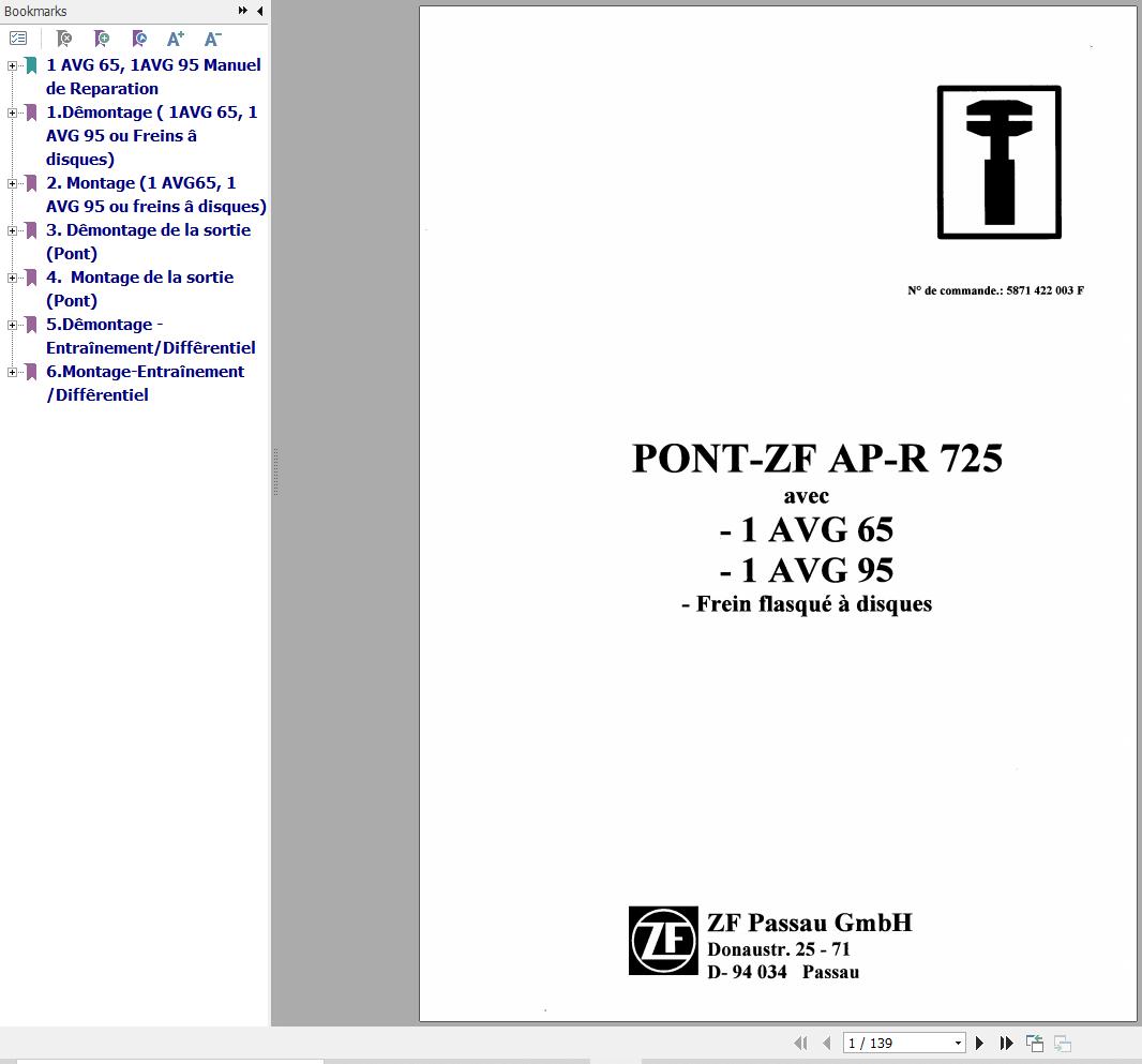 ZF Axles 1AVG65 1AVG95 Instructions Manual 5871422003F FR 1