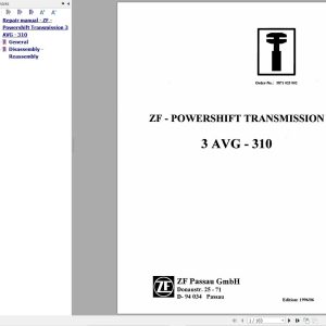 ZF Hydrostatic Powershift Transmission 3AVG310 Repair Instructions Manual 5871025002 1