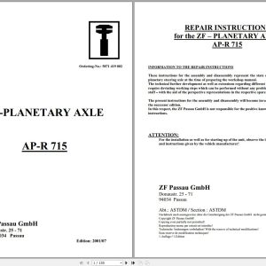 ZF Planetary Axle AP R715 Repair Manual 5871419002 1