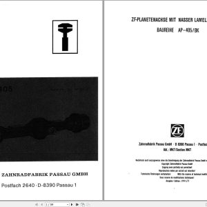 ZF Planetary Axle With Wet Disc Brake AP 405 BK Repair Manual DE 1