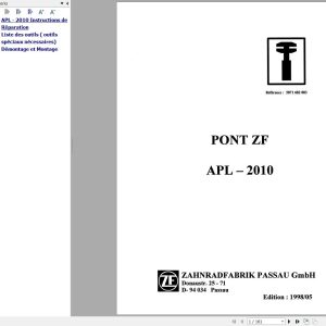 ZF Planetary Steering Beam APL 2010 Instructions And Repair Manual 5871516003F FR 1