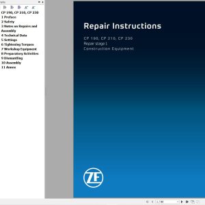 ZF Transmission CP190 CP210 CP230 Stage 1 Repair Instructions Manual 1