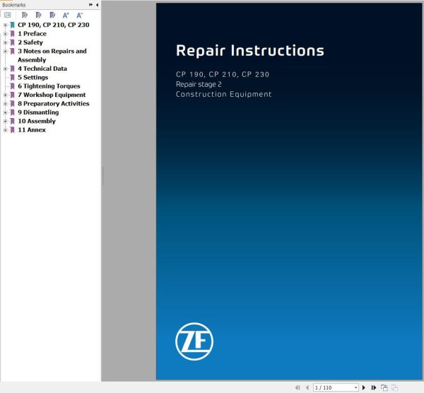 ZF Transmission CP190 CP210 CP230 Stage 2 Repair Instructions Manual 1