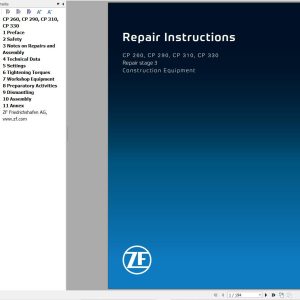 ZF Transmission CP260 CP290 CP310 CP330 Stage 3 Operating Instructions Manual 1