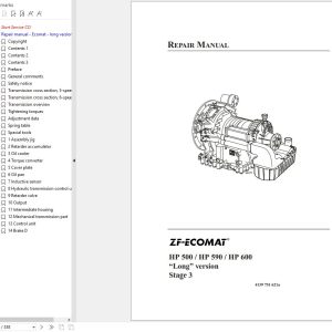 ZF Transmission HP500 HP590 HP600 Long version Stage3 Repair Manual 4139751621a 1