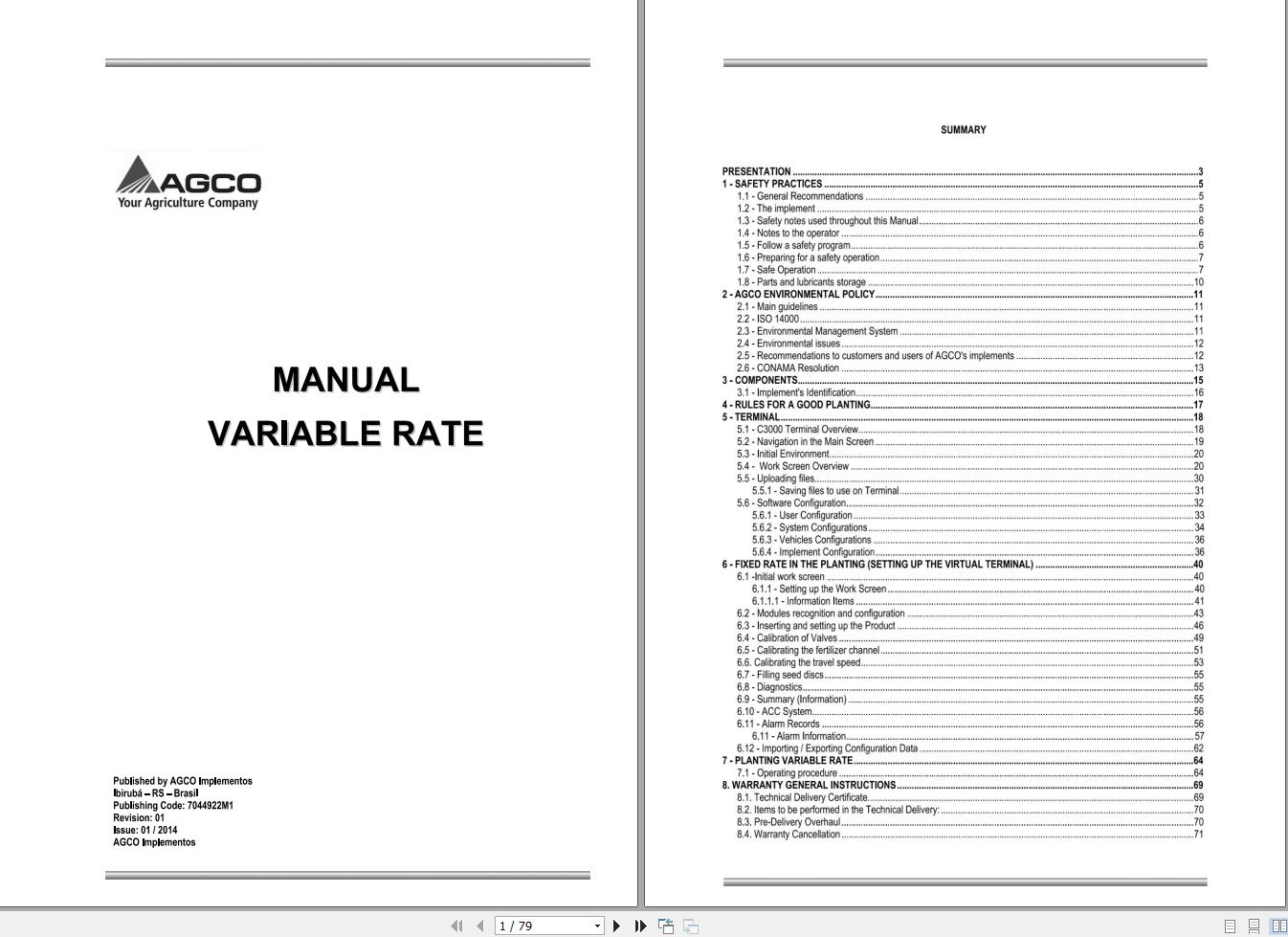 Agco Variable Rate Manual 7044922M1 1