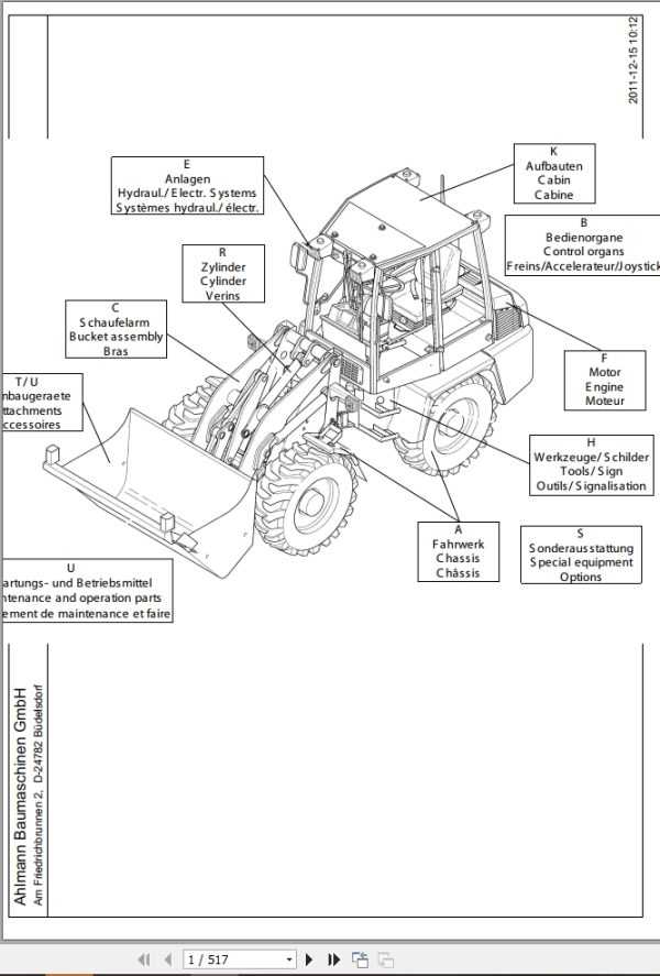 Ahlmann Loader AL70E 85t 100t TI Series II Parts Catalog 1