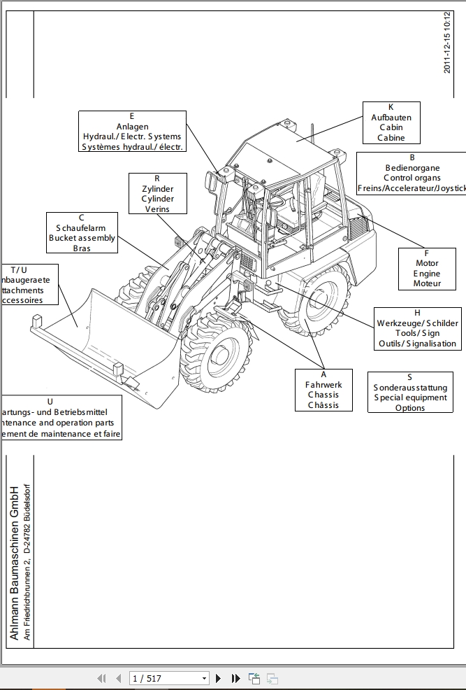 Ahlmann Loader AL70E 85t 100t TI Series II Parts Catalog 1