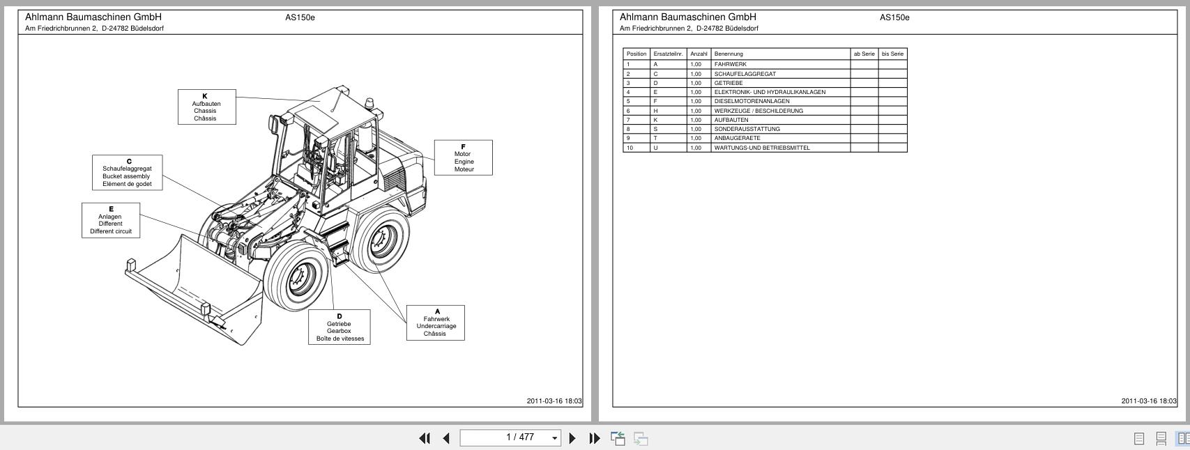 Ahlmann Loader AS150e Parts Catalog 1