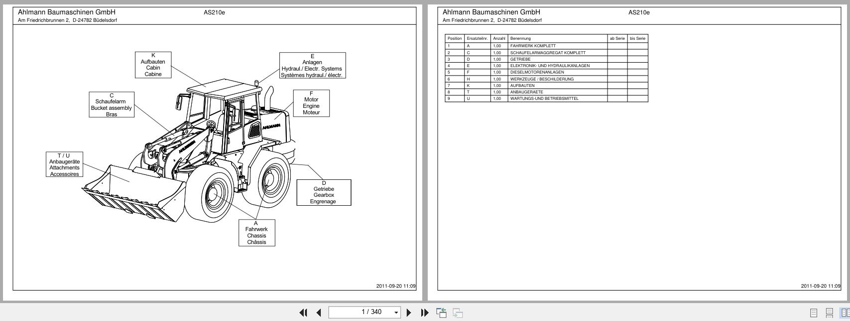 Ahlmann Loader AS210e Parts Catalog 1