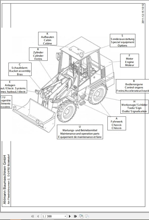 Ahlmann Loader AS5 AS6 Parts Manual 1