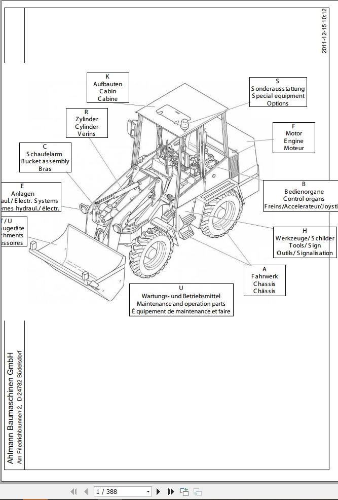Ahlmann Loader AS5 AS6 Parts Manual 1