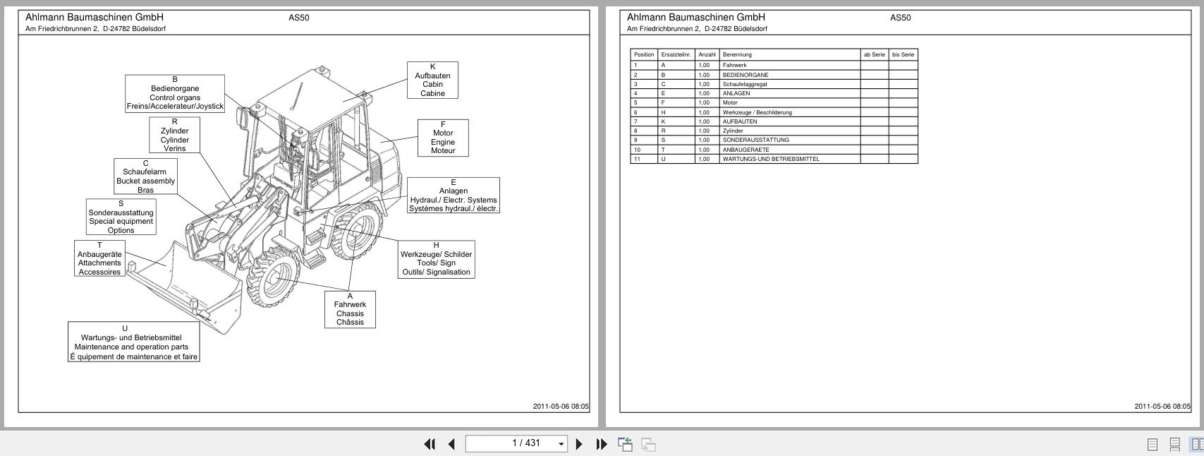 Ahlmann Loader AS50 Parts Catalog 1