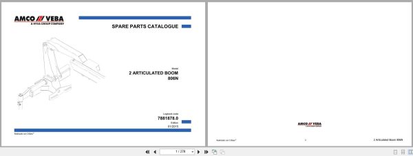 Amco Veba Articulated Boom 806N Spare Parts Catalog 1