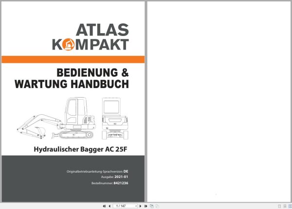 Atlas Hydraulic Excavator AC 25F Operation and Maintenance Manual 1