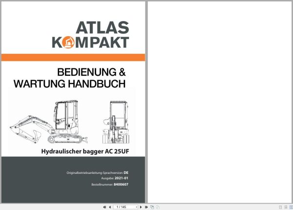Atlas Hydraulic Excavator AC 25UF Operation and Maintenance Manual 1