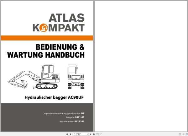 Atlas Hydraulic Excavator AC90UF Operation and Maintenance Manual 1
