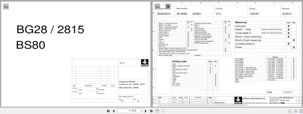 Bauer Drilling Rig BG28 2815 BS80 Electrical Diagram 1