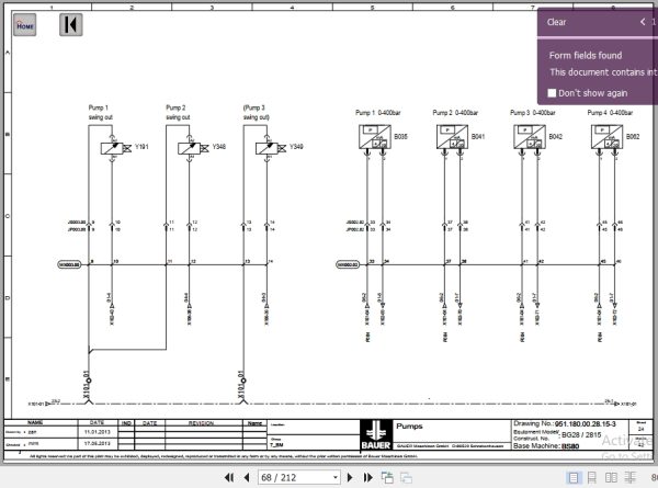 Bauer Drilling Rig BG28 2815 BS80 Electrical Diagram 2