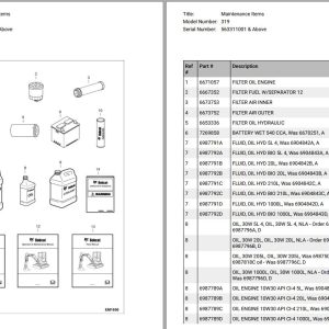 Bobcat Excavator 319 Parts Catalog 1