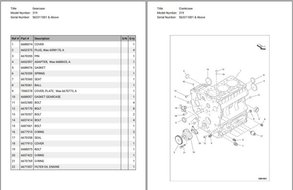 Bobcat Excavator 319 Parts Catalog 3