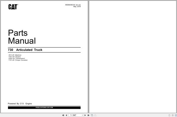 CAT Articulated Truck 730 Parts Manual 1