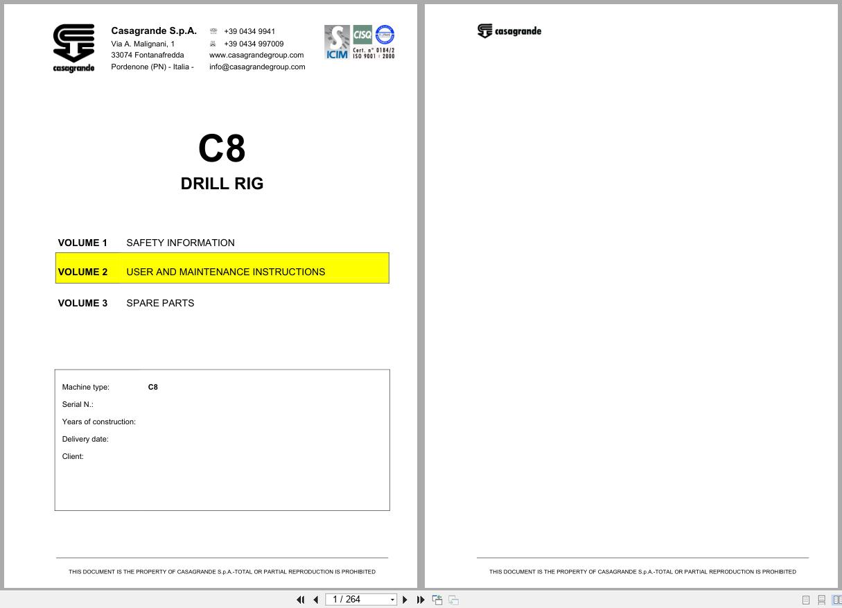 Casagrande Crawler Drill Rig C8 Operation And Maintenance Manual 1