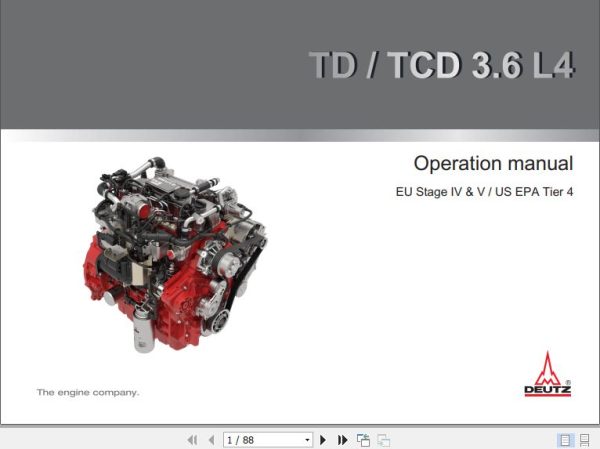 Deutz Engine TD 3.6 L4 TCD 3.6 L4 Operation Manual EN 1