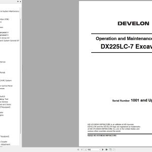 Develon Excavator DX225LC 7 Operation And Maintenance Manual 950106 02500DEN 2023 1