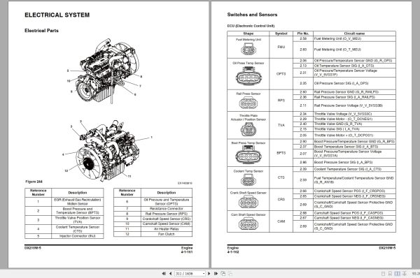 Doosan Excavator DX210W 5 Shop Manual 950106 01052E 2015 2