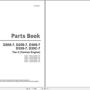 Doosan Forklift D20S 7 D25S 7 D30S 7 D33S 7 D35C 7 Parts Book 1