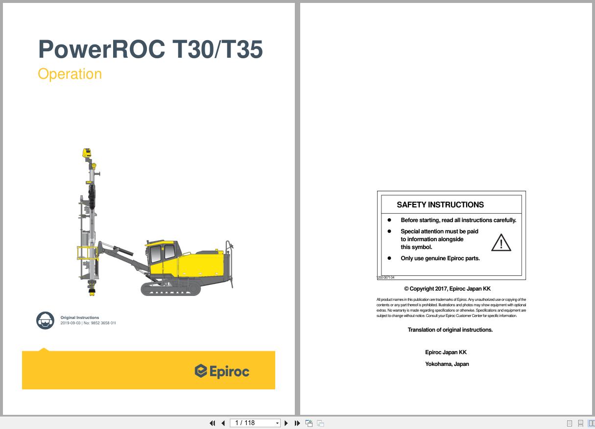 Epiroc Drill Rig PowerROC T30 T35 Operation Manual 1