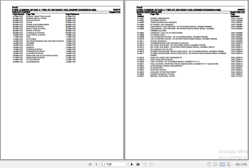 Fendt Combine 5185E Parts Catalog 3906379 03.2019 1