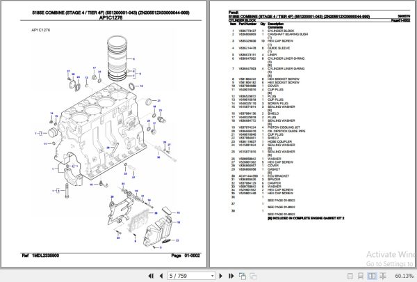 Fendt Combine 5185E Parts Catalog 3906379 03.2019 2