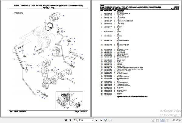 Fendt Combine 5185E Parts Catalog 3906379 03.2019 3