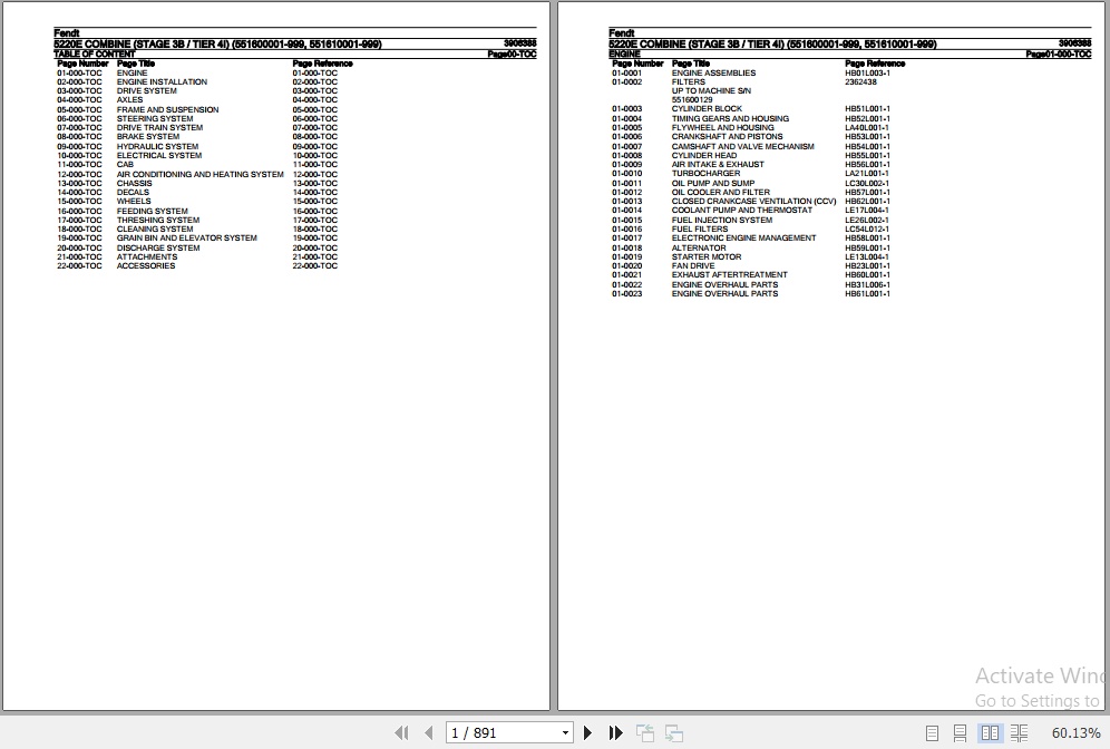 Fendt Combine 5220E Parts Catalog 3906388 03.2019 1