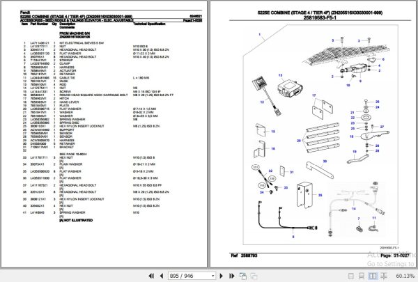 Fendt Combine 5225E Parts Catalog 6246521 01.2020 3