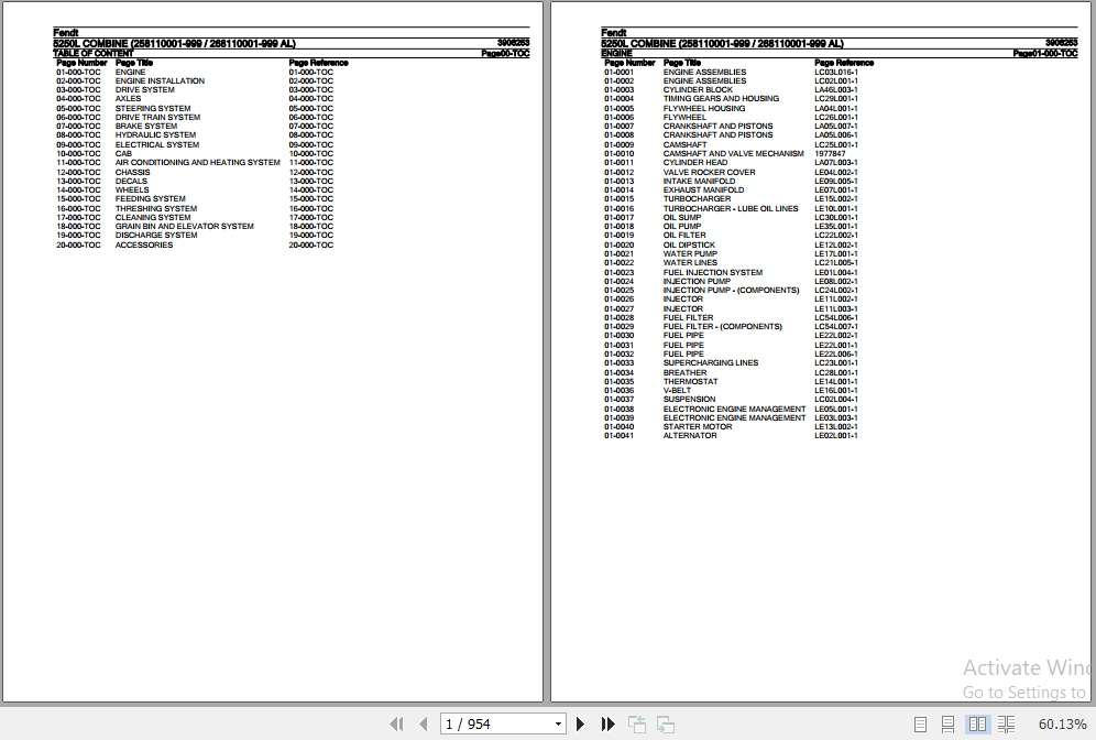 Fendt Combine 5250L Parts Catalog 3906253 07.2019 1